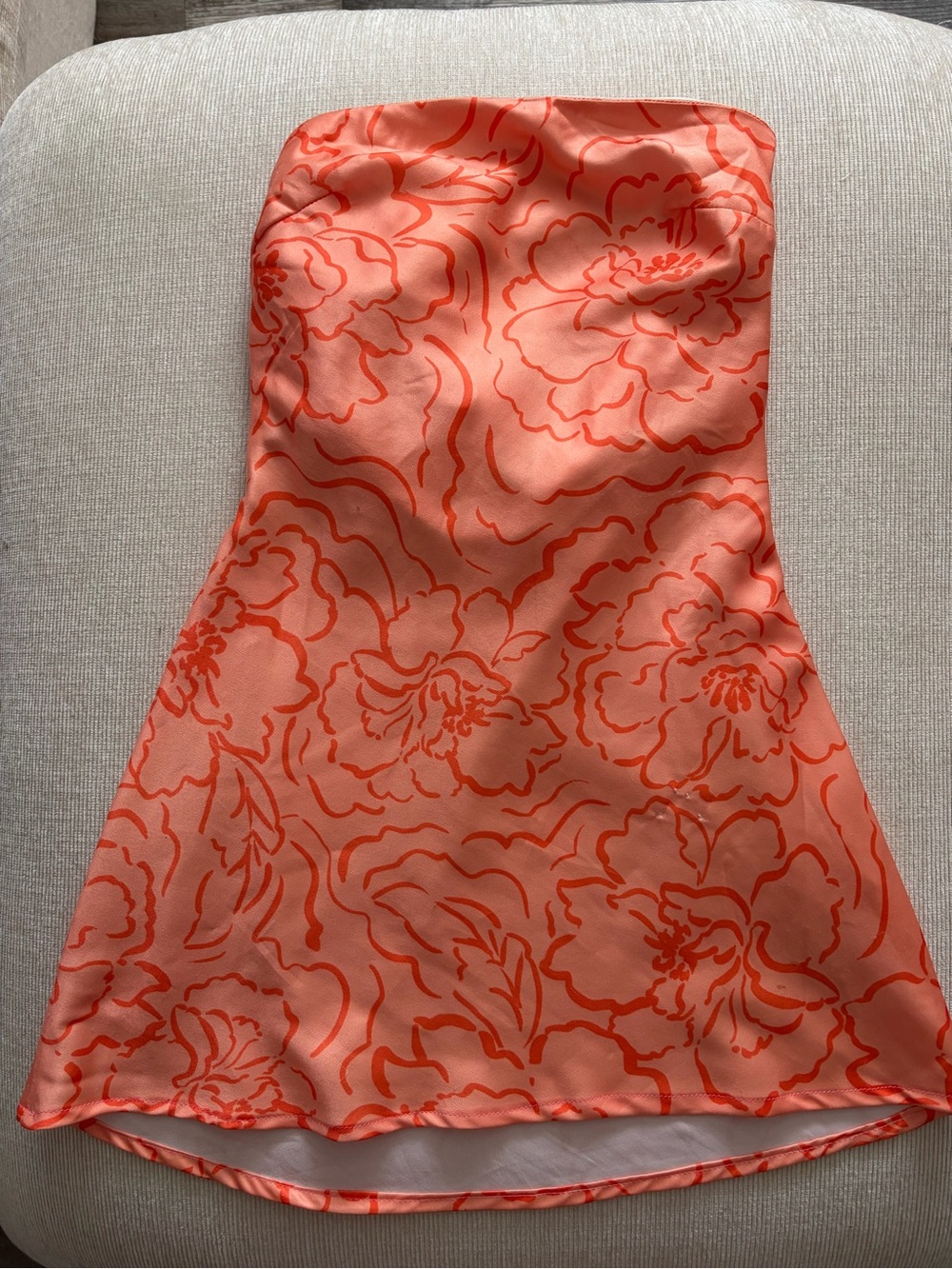 Hello Molly Strapless Floral Mini Dress in Coral and Orange